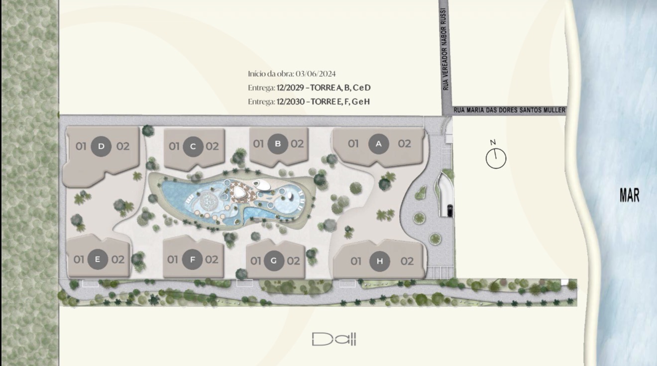 Implantação do Atmosphere Home Spa - 8 Torres e Área de Lazer
